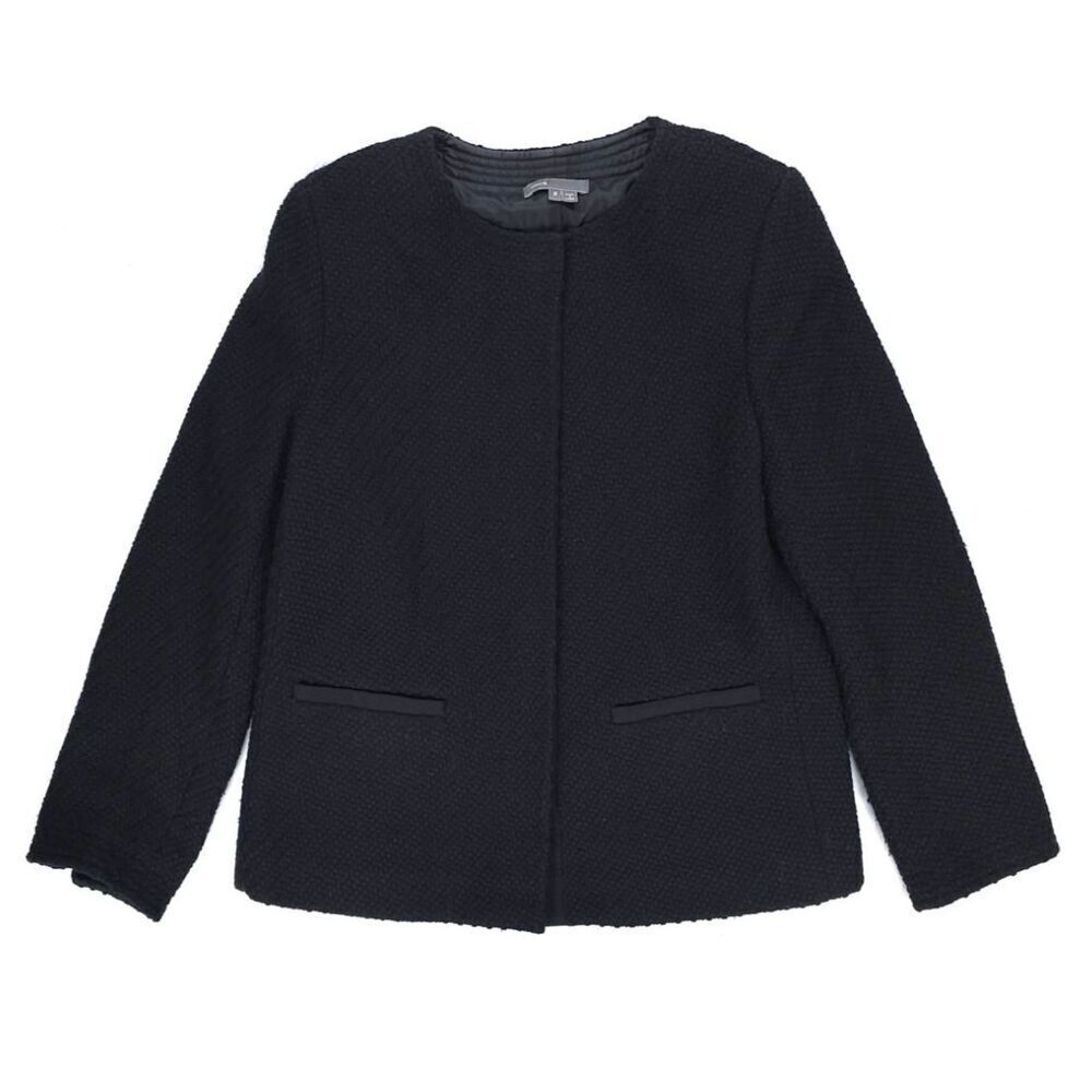 VINCE Wool Grosgrain Boucle Jacket Old Money Quiet Luxury Preppy Minimal Classic